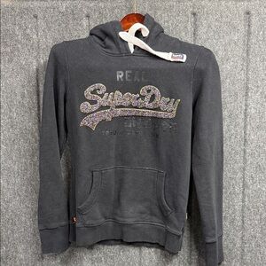 Superdry Black Hoodie with Glitter Logo